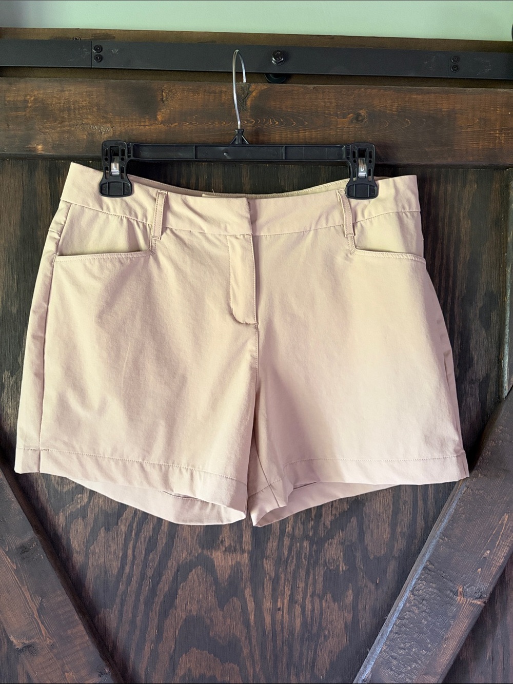 Willit Khaki Flat Front Super Light Mid-Rise Shorts Size 8